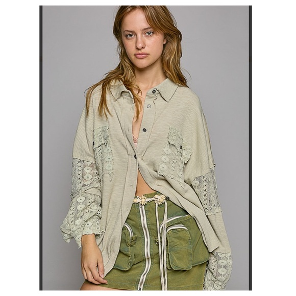 CLEARANCE $30 No. 36 POL vintage wash shacket - Picture 3 of 5